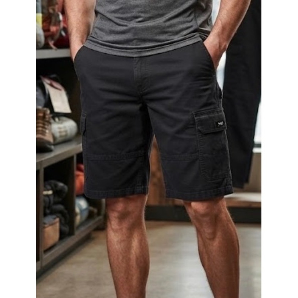 Wrangler Five Star Heritage Mens Relaxed Fit Cargo Shorts Black 46 10 Inseam NWT